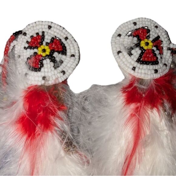 Custom Made Vintage Native American Beaded Feather Hair Clips main image 8